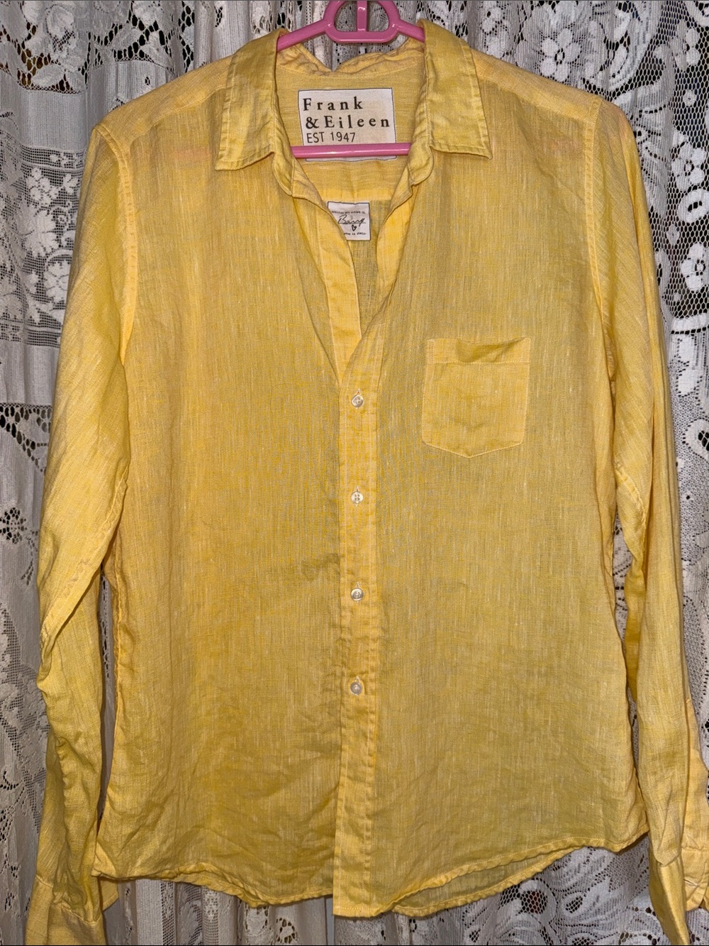 Frank & Eileen Yellow Linen Button-Down Shirt